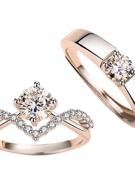 正品莫桑钻戒指为爱加冕s925纯银镀铂金情侣仿真对戒设计高级独特