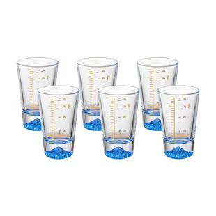 包邮二两白酒杯套装家用蓝色冰山底烈酒杯带刻度高档轻奢白酒具