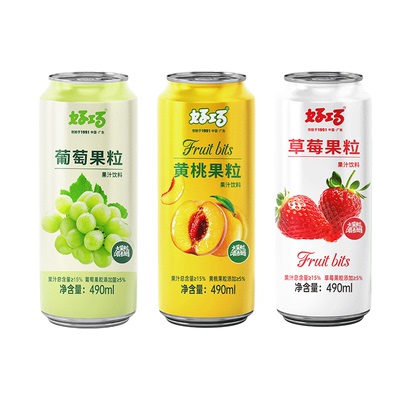 好巧大果粒青提饮料草莓黄桃混搭
