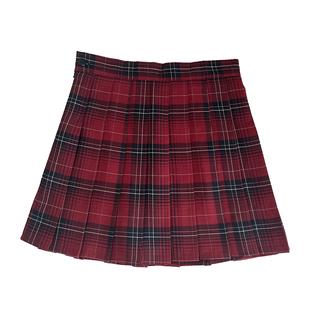 红色格子百褶裙女春夏高腰百搭防走光半身裙大码胖mm显瘦jk小短裙