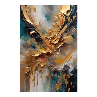 手绘油画肌理抽象画现代玄关客厅装饰画金碧辉煌高档背景艺术挂画