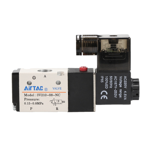 亚德客电磁阀3V210-08-NC 3V110-06二位三通控制阀换向阀气动气阀