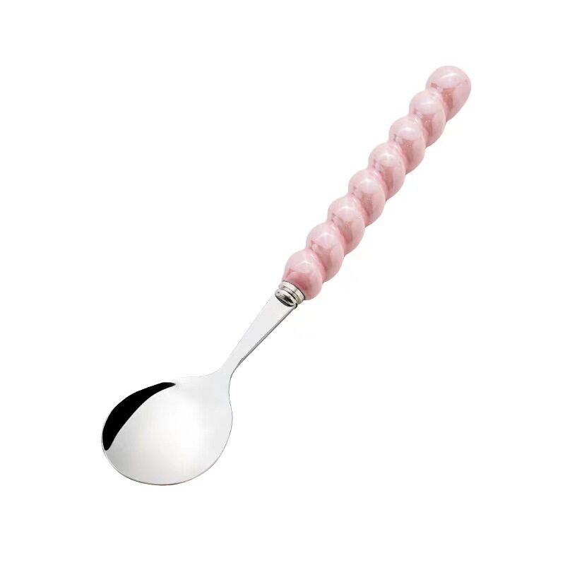 彩色珍珠不锈钢勺子陶瓷手柄