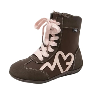 女童鞋子儿童运动德训短靴子2025秋冬季加绒高帮女孩二棉拳击冬鞋