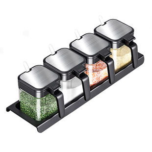 调料罐玻璃组合套装家用密封防潮厨房收纳盒调料瓶调味料调味盐罐