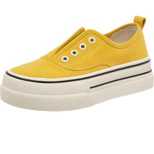 百思图2025秋季新款松糕厚底帆布鞋百搭厚底女运动休闲鞋A1213CM5