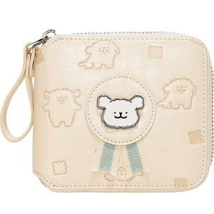 TOUTOU线条小狗钱包拉链卡包多卡位零钱包儿童小女孩实用生日礼物