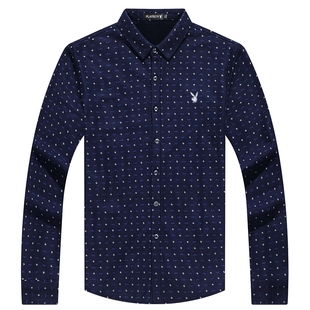 花花公子保暖衬衫男中年加绒加厚一体衬衣纯棉大码中老年父亲冬装