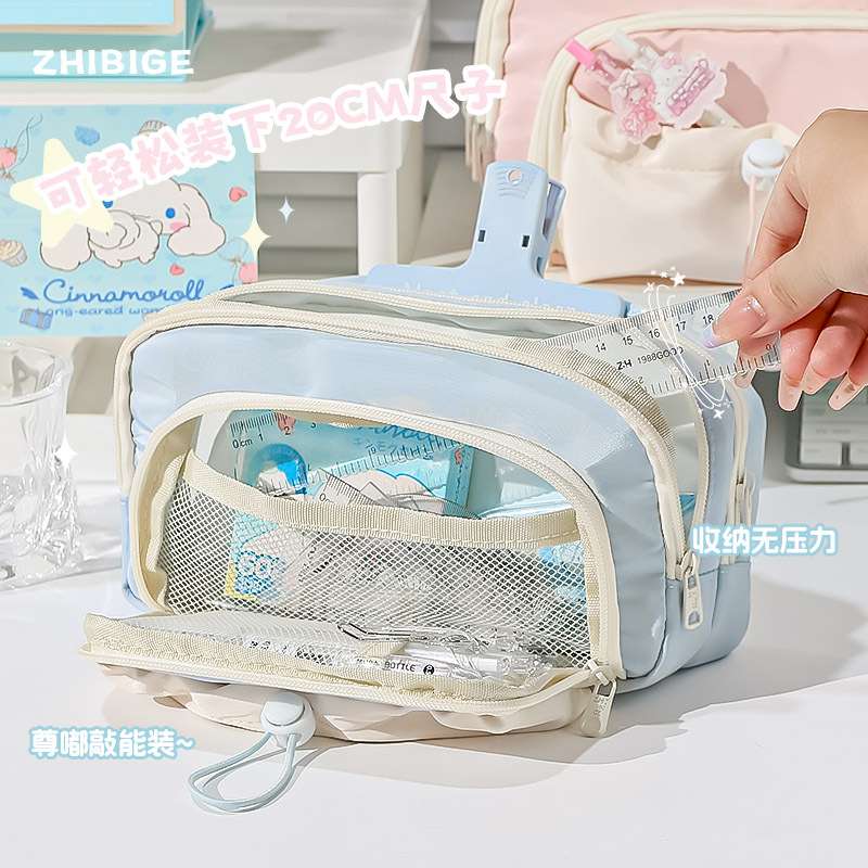 新款开学季笔袋女孩毛绒大容量日袋高颜可爱系铅笔多层文具盒值