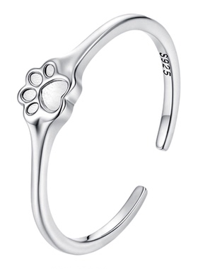 锦河畔s925纯银萌宠爪印戒指