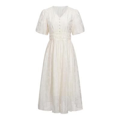 EF法式收腰显瘦中长裙