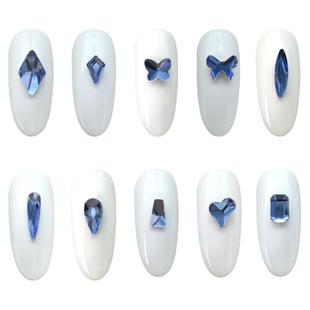 DANA平底异形美甲浅浅蓝网红爆款2件包邮30颗幻彩指尖钻饰混装钻