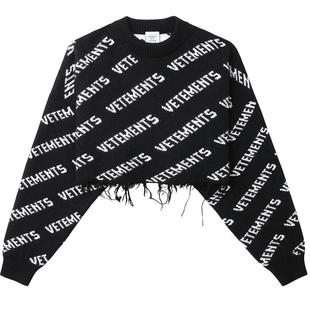 IT VETEMENTS男装短款针织衫新品时髦别致毛边露脐羊毛毛衣180XML