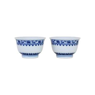 【两只装】景德镇陶瓷主人杯青花宝相元宝小客杯功夫茶杯家用