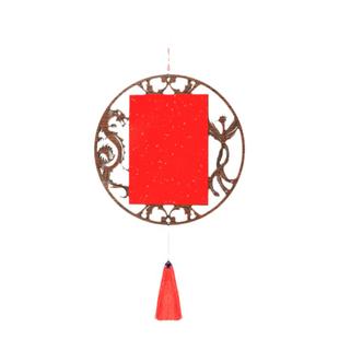 承化宣 镂空宣纸挂件 新中式木质镂空雕刻万年红洒金中国风双面挂饰手写福字书法空白对联春节喜庆文创硬卡