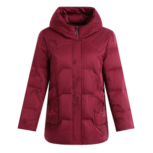 恒源祥集团Fazeya奶奶羽绒服妈妈加厚保暖白鸭绒老太太中长款外套