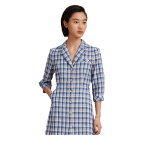 歌莉娅奥莱蓝格西装连衣裙夏装甜酷多巴胺复古裙子工装风套裙