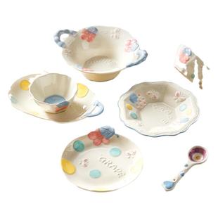 墨色高颜值米饭碗家用2026新款可爱餐具陶瓷酸奶碗甜品碗早餐盘子