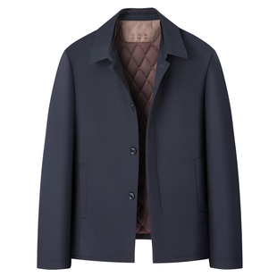 庄吉棉衣含羊毛夹棉内胆夹克秋冬商务干部风加厚翻领棉服外套男士