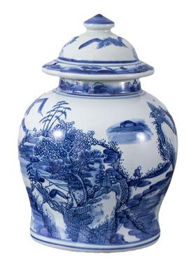 陶瓷仿古青花瓷将军罐景德镇摆件