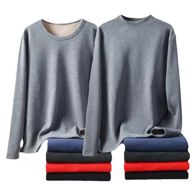 男士简约羊羔绒加绒加厚保暖内衣