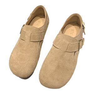 星期六真皮勃肯鞋厚底软木底博肯鞋2024新款全包勃肯一脚蹬女鞋潮