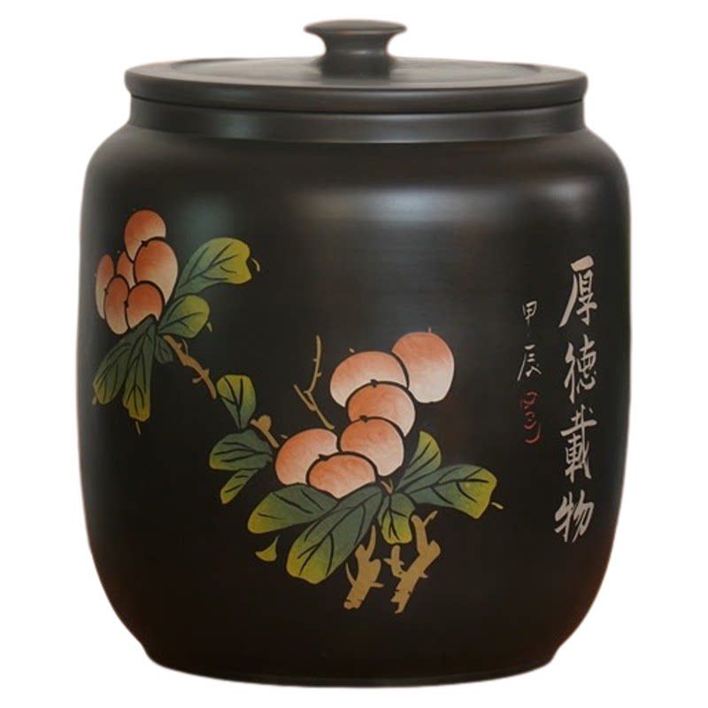 云南建水紫陶茶叶罐密封彩填茶缸