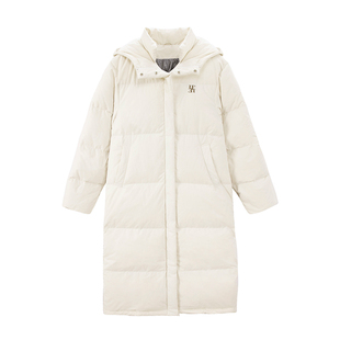 UNIFREE长款过膝羽绒服女宽松加厚90白鸭绒防风加厚保暖冬季外套