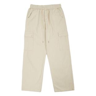 NO BURGER 美式高街牛仔裤宽松水洗垂感直筒工装裤松紧腰大码裤男