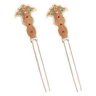 古风花丝镶嵌发簪复古宫廷多宝点缀簪子汉服发饰古典影楼写真配饰