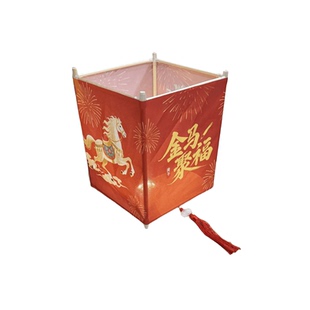 马年红色防水布灯笼手工diy材料儿童作业自制新年花灯大号宫灯40