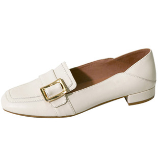 青衣自制韩版金属侧装饰方扣乐福鞋牛皮平底单鞋套脚小皮鞋秋冬款