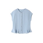 XWI欣未仿麻荷叶边下摆衬衫女2026夏季优雅松弛遮肉显瘦小衫上衣