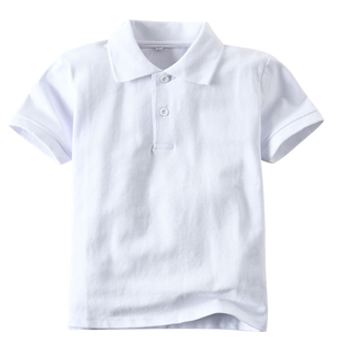 胖童短袖t恤男夏装白色polo衫纯棉宽松大童小学生初中生校服体恤