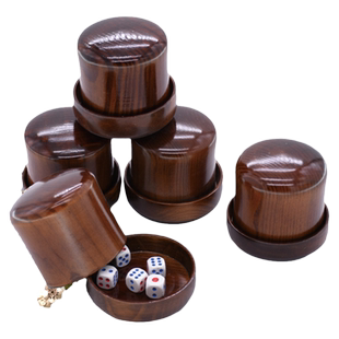 实木骰子骰盅带底托套装个性高档色盅KTV家用摇骰筛骰盅送礼摆件