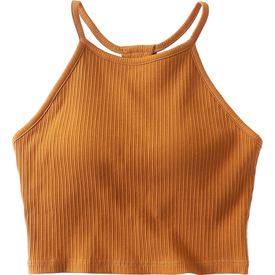 短款露脐交叉美背挂脖吊带背心女