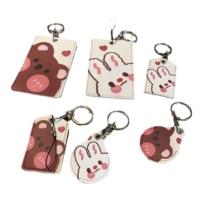 情侣小熊兔子手机装饰门禁卡套