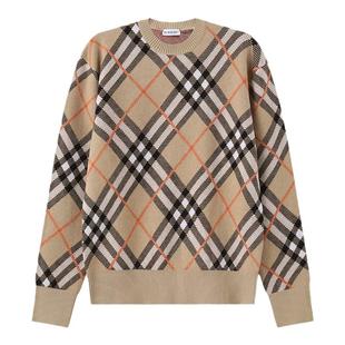 【甄品精选】BURBERRY博柏利女士格纹圆领长袖针织衫毛衣 8093486