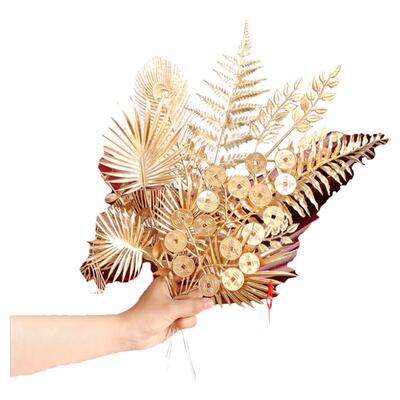 金色叶子家居装饰摆件福桶插花
