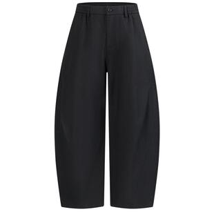 Navigare意大利小帆船黑色宽松气球裤男2026春季新款棉麻休闲长裤