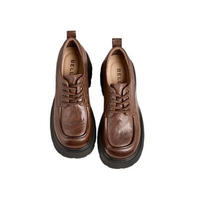 乐福鞋厚底百丽女牛津真皮新款