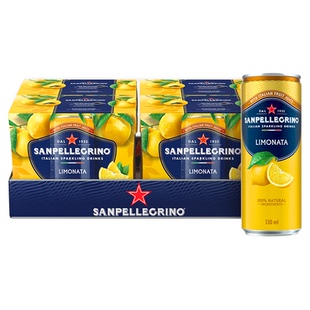 圣培露S.Pellegrino意大利原装进口柠檬果汁气泡饮料330ml*24罐