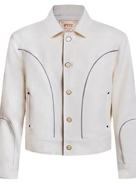 PYFZ白色撞色织带夹克外套男款