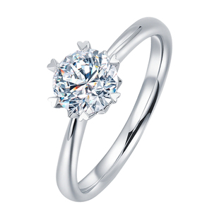 周梵生【培育】GIA人造钻石戒指铂金雪花六爪人工钻戒一1克拉女戒