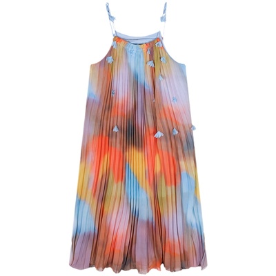 今屿花花彩色连衣裙女夏季吊带裙