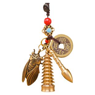 文昌塔挂件文昌笔钥匙扣纯铜金笔随身佩戴饰品学生礼物书包小挂饰