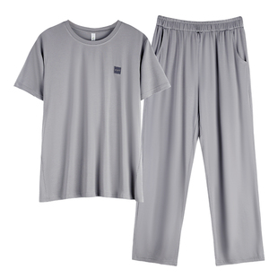 轩靓睡衣男士夏季莫代尔薄款短袖长裤冰丝凉感夏天家居服大码套装