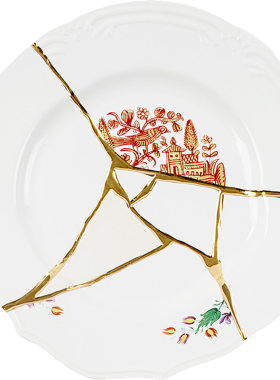 Seletti24k金陶瓷金缮风格餐盘