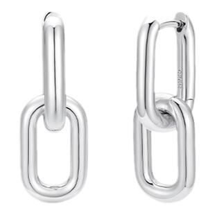 真我不凡几何s925银耳圈女小方环双层U形耳环女一款两带圈圈耳扣