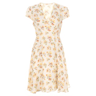 wana try真丝黄色法式复古短款连衣裙2025夏季新款时髦女款短裙